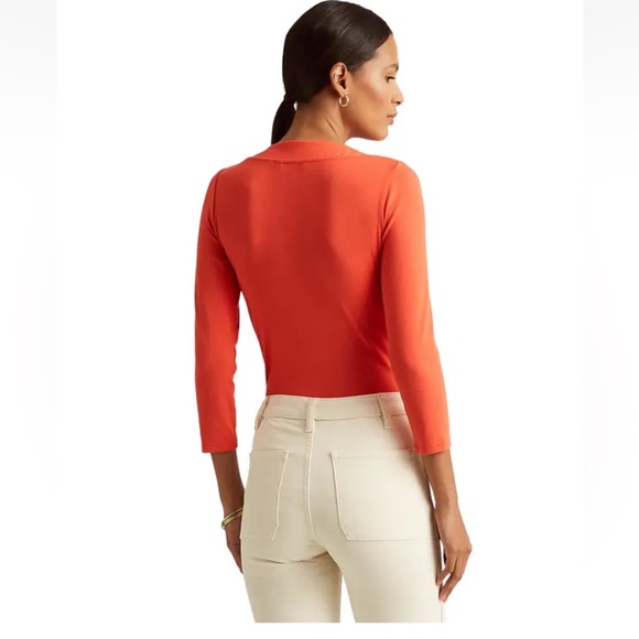 Luren Ralph Lauren surplice jersey top, blue, L - Picture 3 of 7